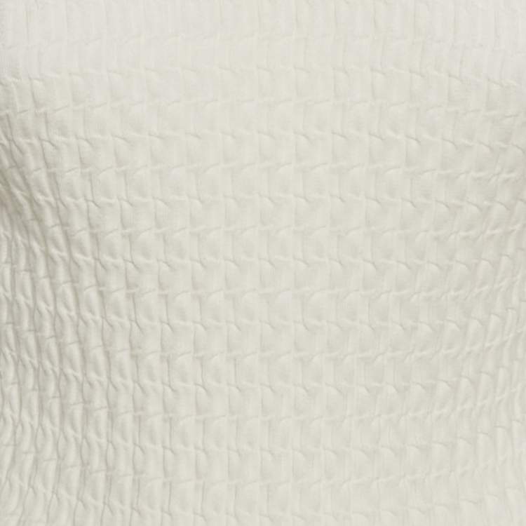 Pre Owned Loro Piana White Textured Jersey High-Neck Top S
