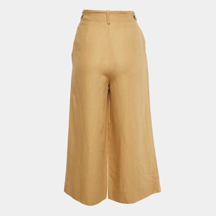 Pre Owned Loro Piana Yellow Linen Flared Trousers S