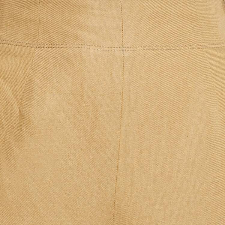 Pre Owned Loro Piana Yellow Linen Flared Trousers S