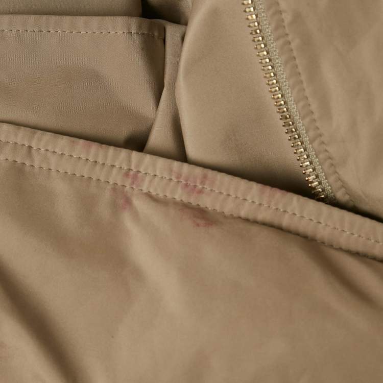 Pre Owned Loro Piana Beige Nylon Concealed Hood Traveler Jacket S