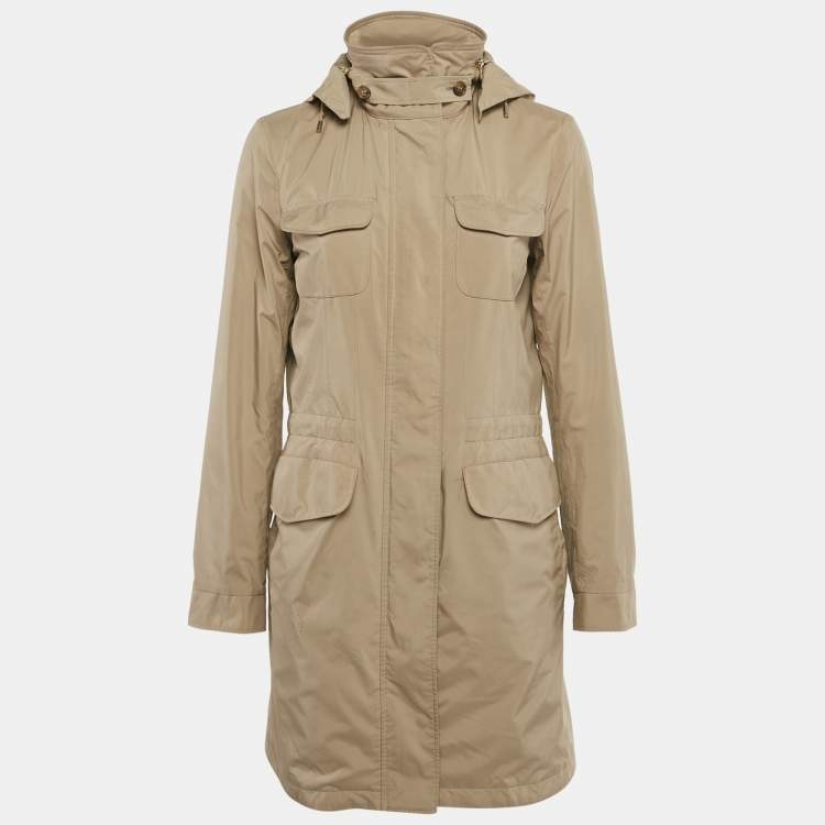 Pre Owned Loro Piana Beige Nylon Concealed Hood Traveler Jacket S