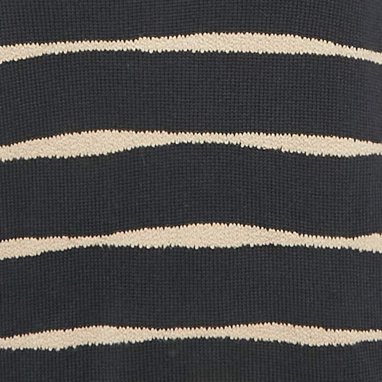 Pre Owned بلوفر لورو بيانا قطن كحلي مخطط ياقة دائرية كبير