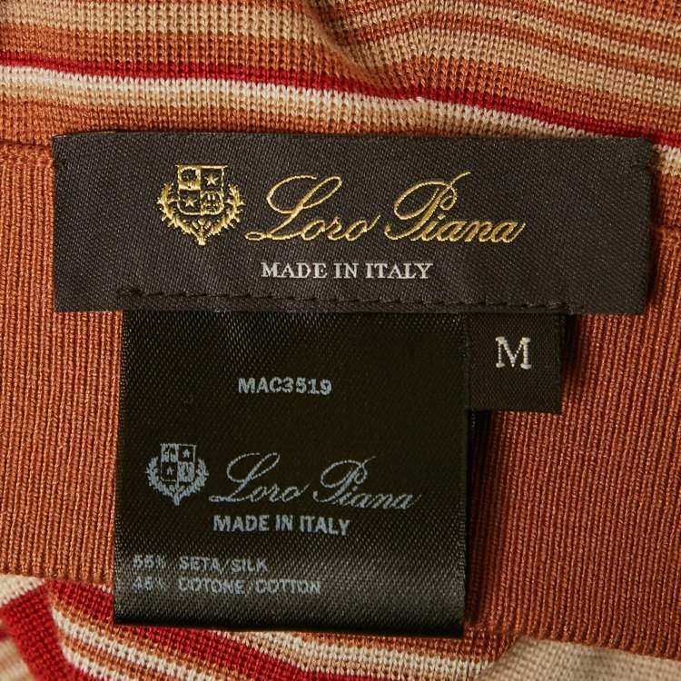 Pre Owned Loro Piana Brown Striped Knit Flared Midi Skirt M