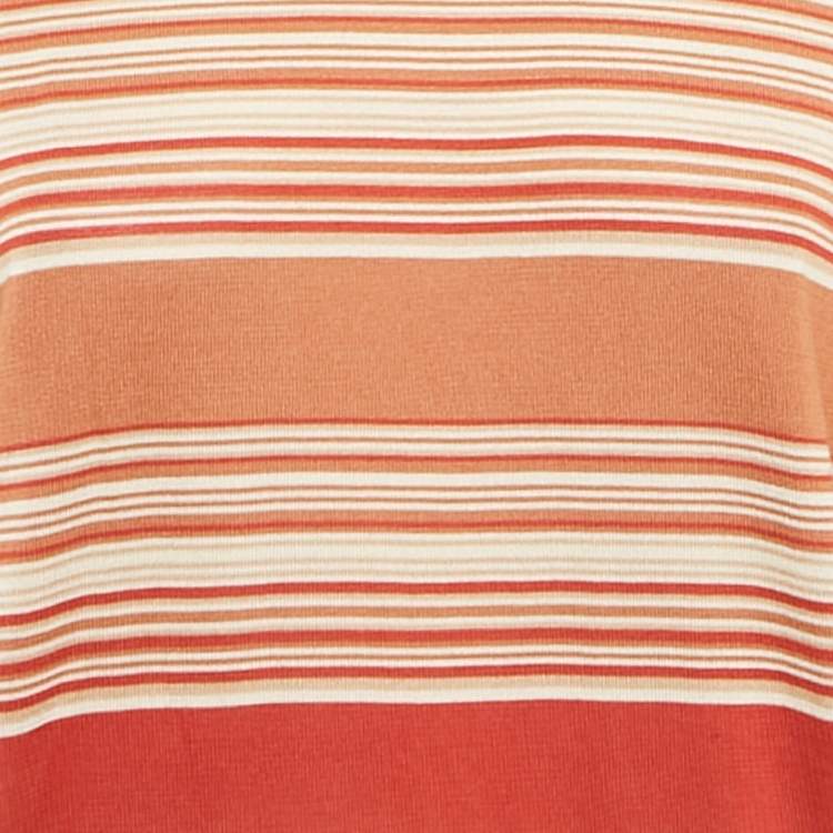 Pre Owned Loro Piana Brown Striped Knit Top L