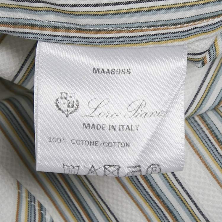 Pre Owned Loro Piana White Striped Cotton Oversized Shirt L
