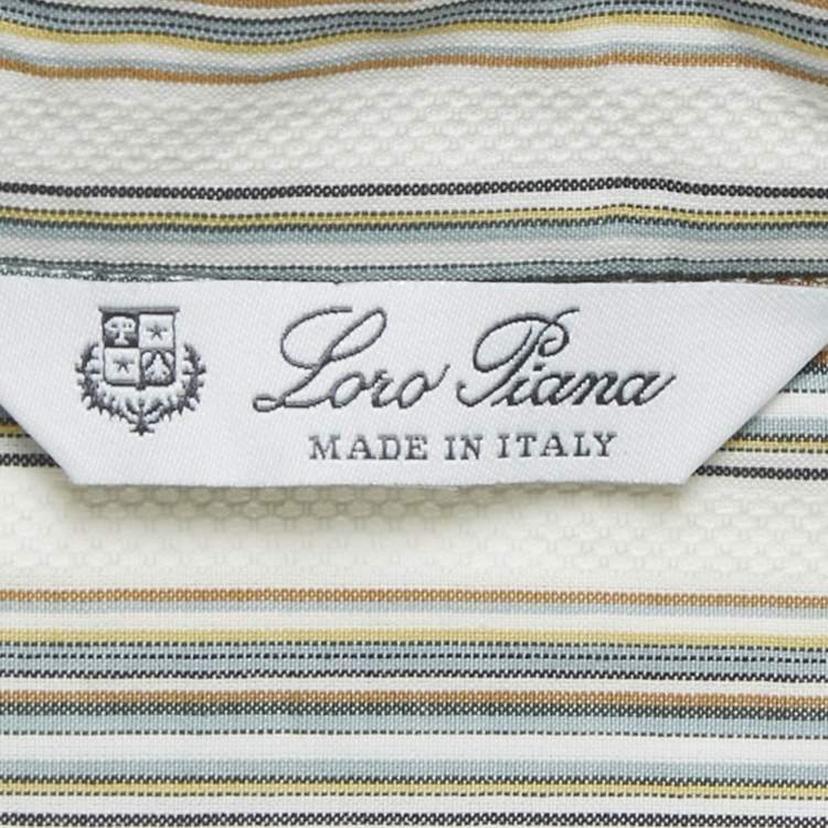 Pre Owned Loro Piana White Striped Cotton Oversized Shirt L