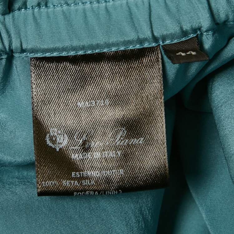 Pre Owned Loro Piana Teal Silk Midi Skirt M