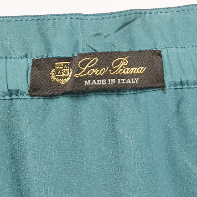 Pre Owned Loro Piana Teal Silk Midi Skirt M