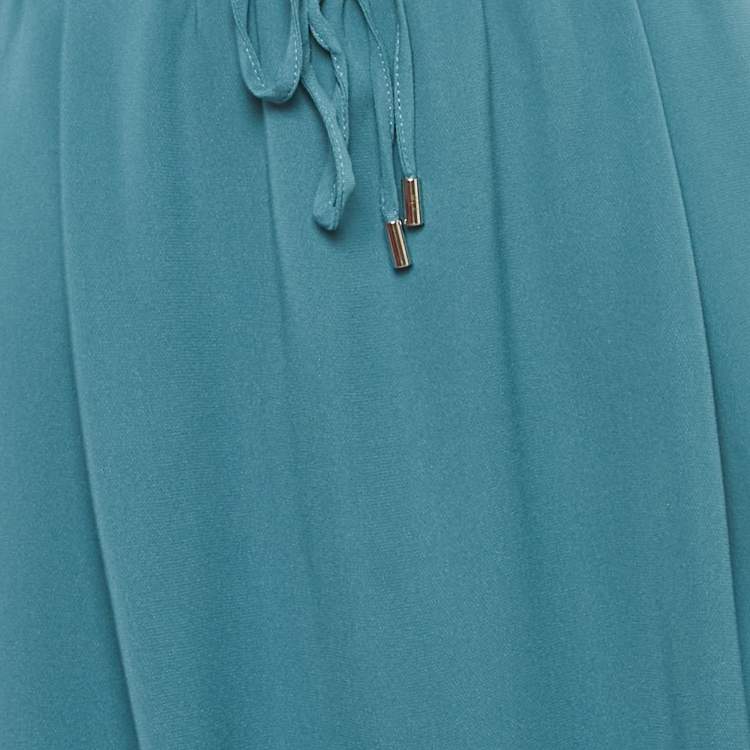 Pre Owned Loro Piana Teal Silk Midi Skirt M