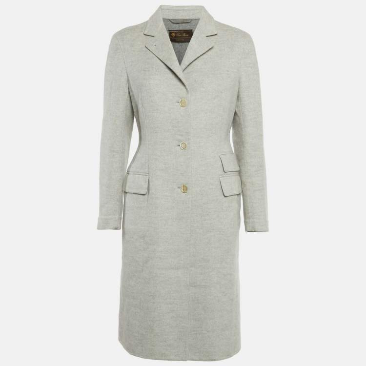 Pre Owned معطف لورو بيانا كشمير رمادي فيلت متوسط الطول متوسط