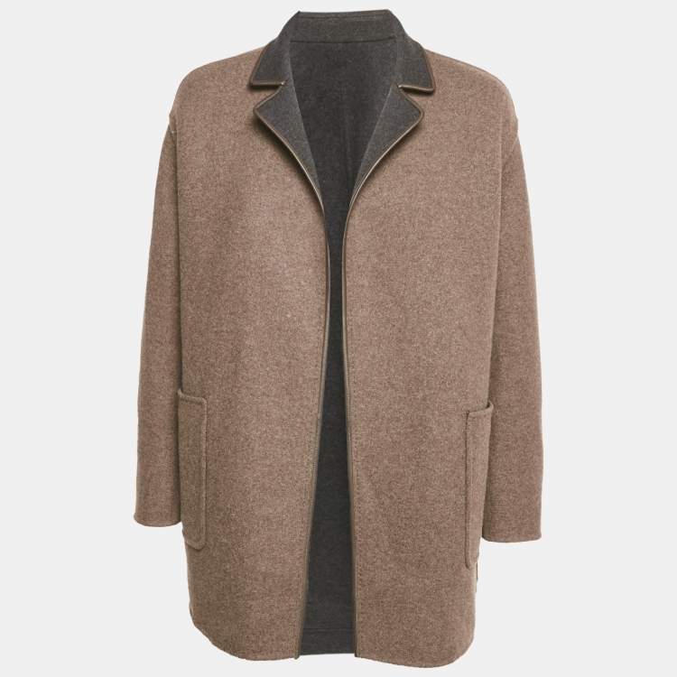 Pre Owned جاكيت لورو بيانا كشمير بني/رمادي للأطفال جيمي مقاس صغير