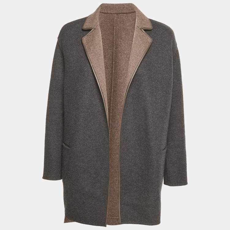 Pre Owned جاكيت لورو بيانا كشمير بني/رمادي للأطفال جيمي مقاس صغير