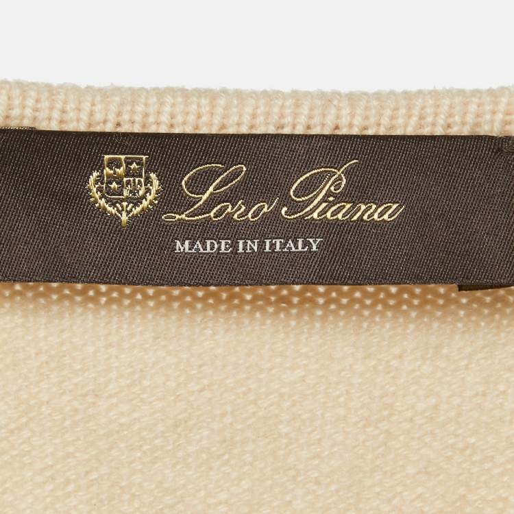 Pre Owned Loro Piana Beige Chevron Mink Cashmere Vest S