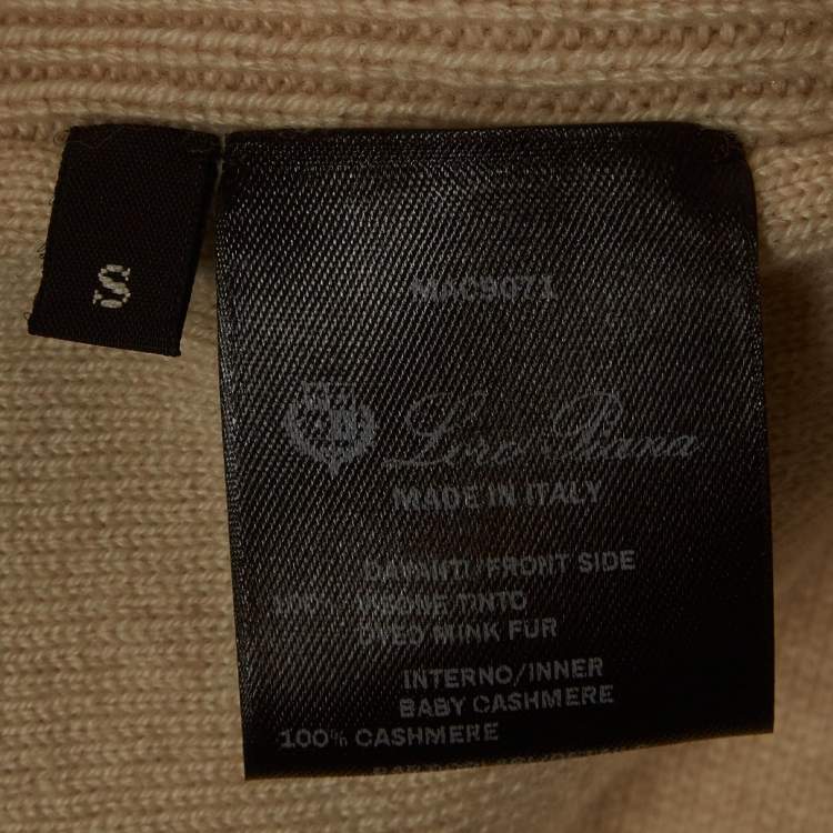 Pre Owned Loro Piana Beige Chevron Mink Cashmere Vest S