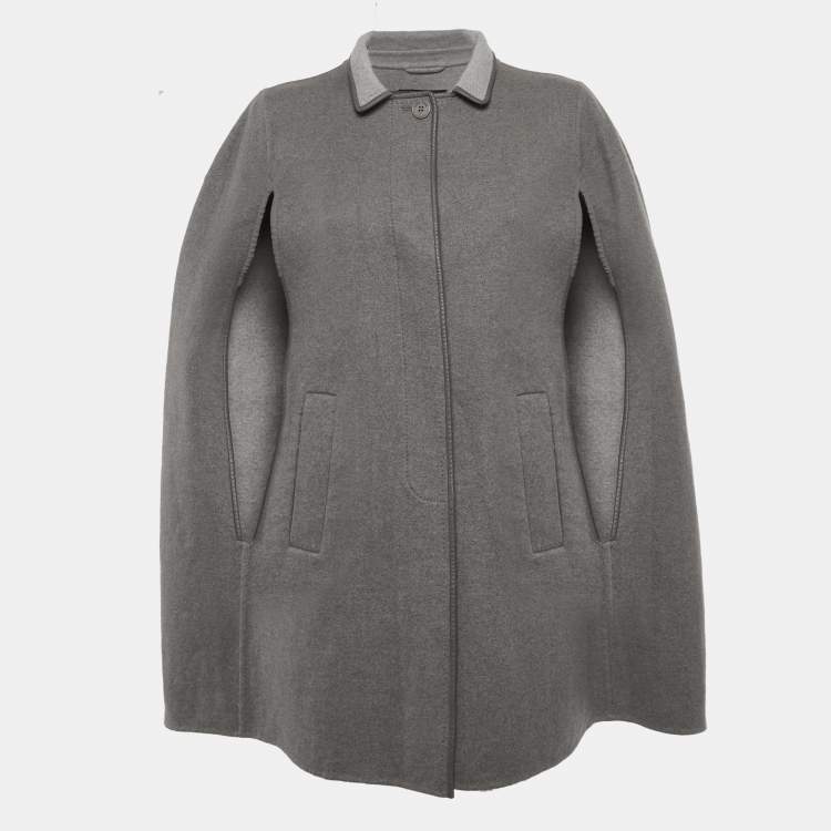 Pre Owned Loro Piana Grey Felt Cashmere Cape Coat XL