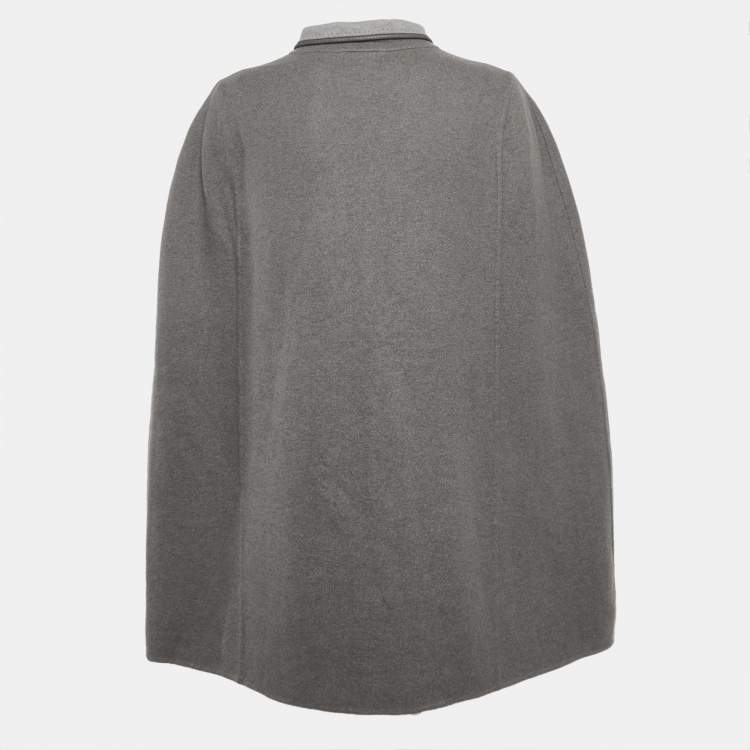 Pre Owned Loro Piana Grey Felt Cashmere Cape Coat XL