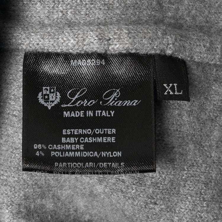 Pre Owned Loro Piana Grey Felt Cashmere Cape Coat XL