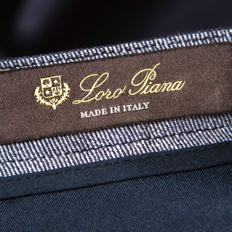 Pre Owned Loro Piana Indigo Chambray Linen Pleat Front Tapered Pants S