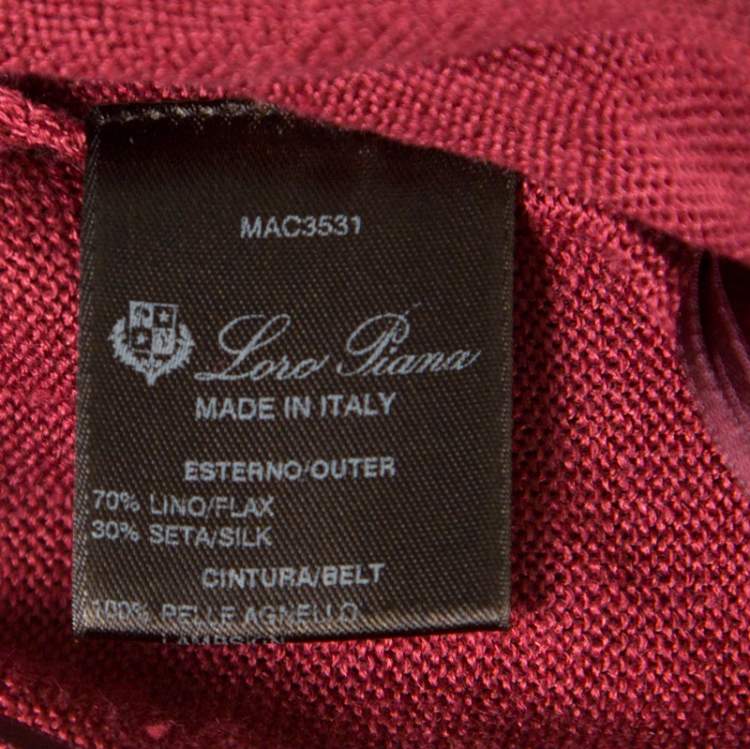 مملوكة مسبقًا Loro Piana Burgundy Linen and Silk Draped Cap Sleeve Maxi Dress S