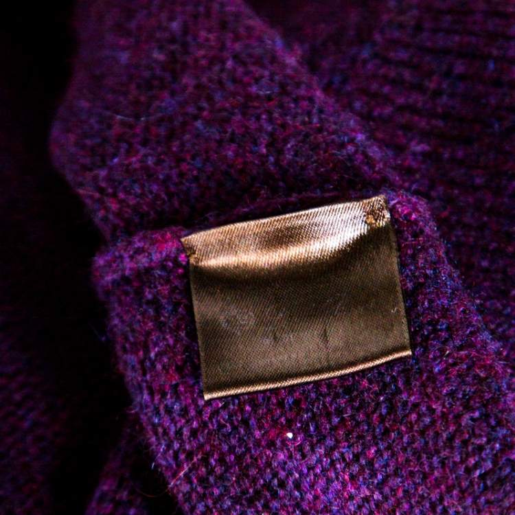 Pre Owned Loro Piana Purple Cashmere Sweater and Infinity Scarf Set S