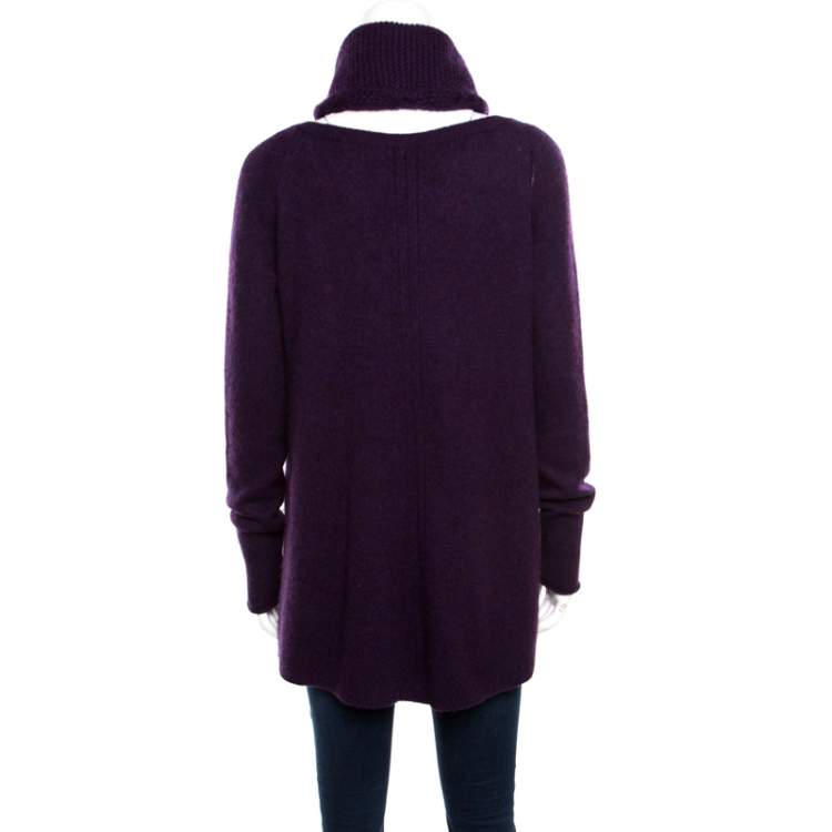 Pre Owned Loro Piana Purple Cashmere Sweater and Infinity Scarf Set S