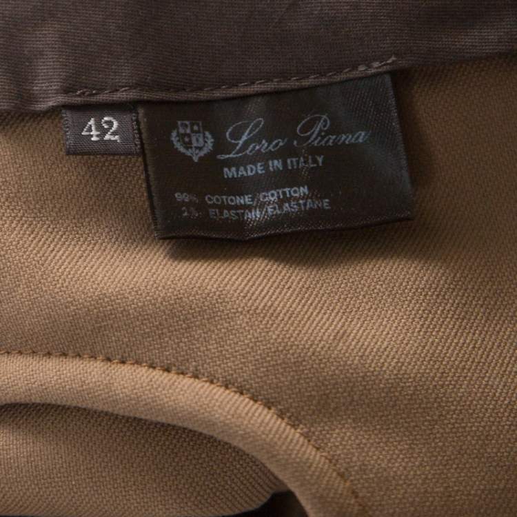 Pre Owned Loro Piana Brown Velvet Cuffed Hem Trousers M