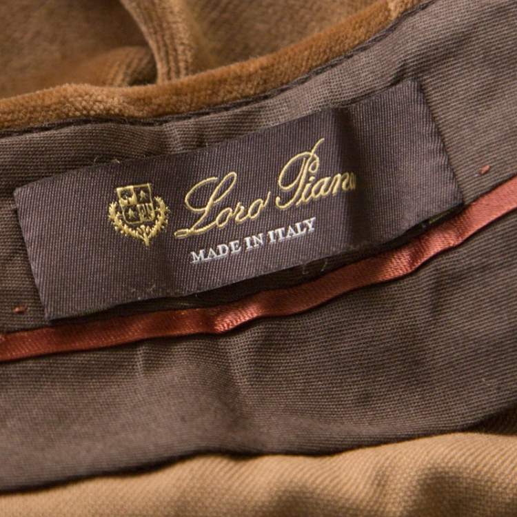 Pre Owned Loro Piana Brown Velvet Cuffed Hem Trousers M