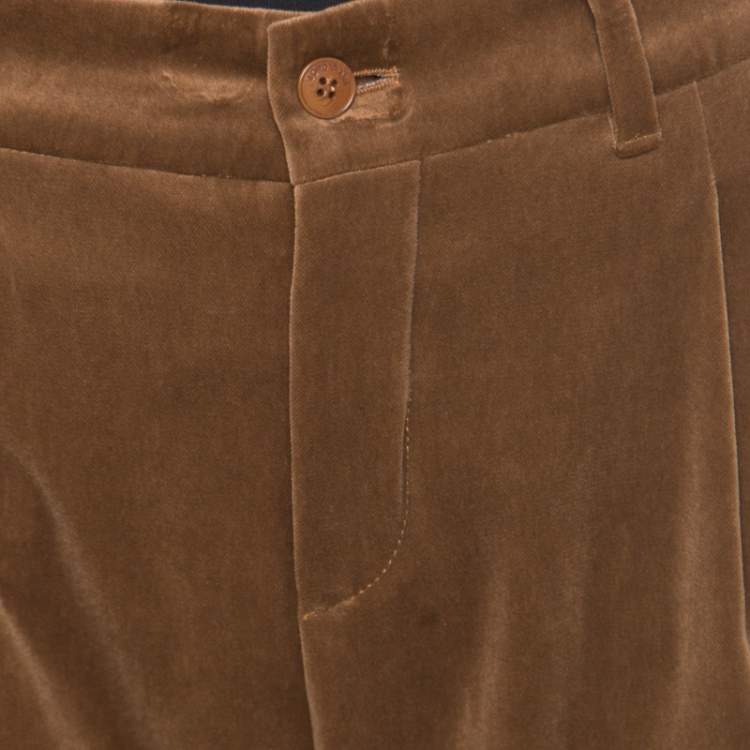 Pre Owned Loro Piana Brown Velvet Cuffed Hem Trousers M