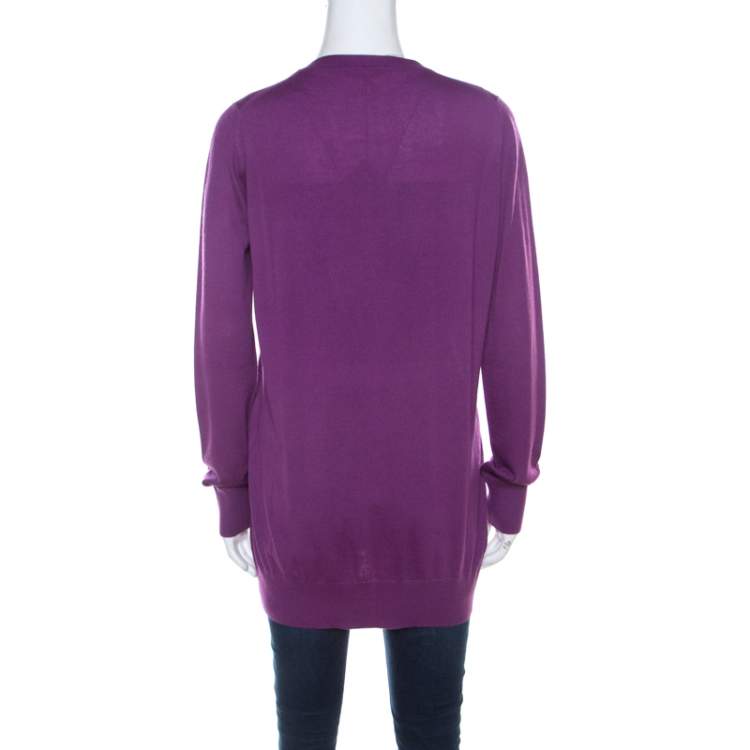 Pre Owned Loro Piana Purple Cashmere Long Cardigan L