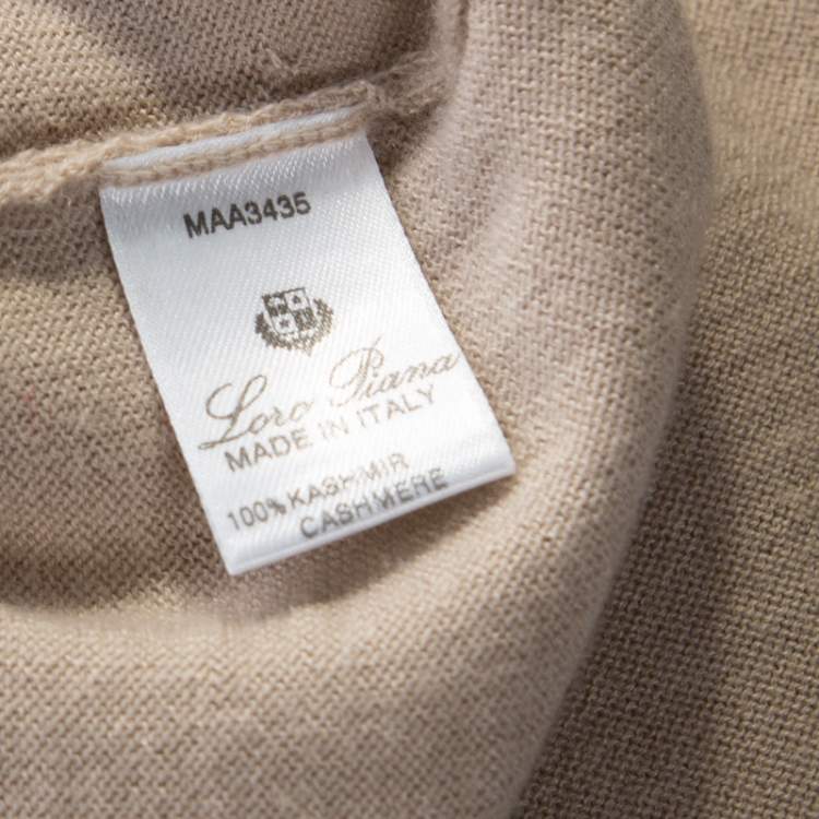 Pre Owned Loro Piana Beige Cashmere Long Sleeve Tunic Top L