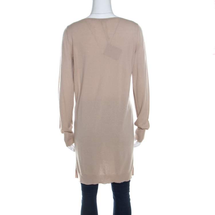 Pre Owned Loro Piana Beige Cashmere Long Sleeve Tunic Top L