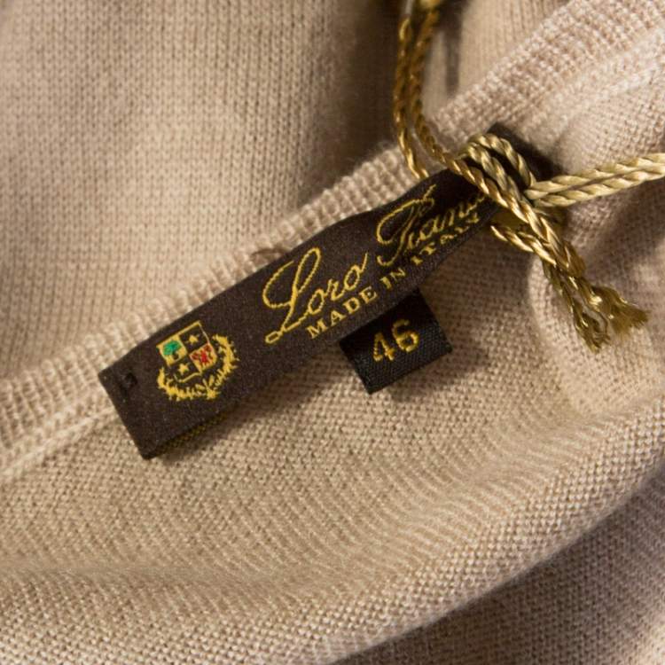 Pre Owned Loro Piana Beige Cashmere Long Sleeve Tunic Top L