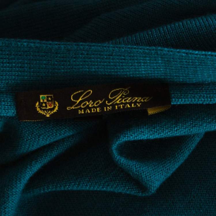 Pre Owned Loro Piana Jade Green Cashmere Button Front Cardigan L