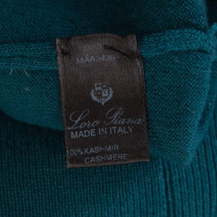 Pre Owned Loro Piana Jade Green Cashmere Button Front Cardigan L