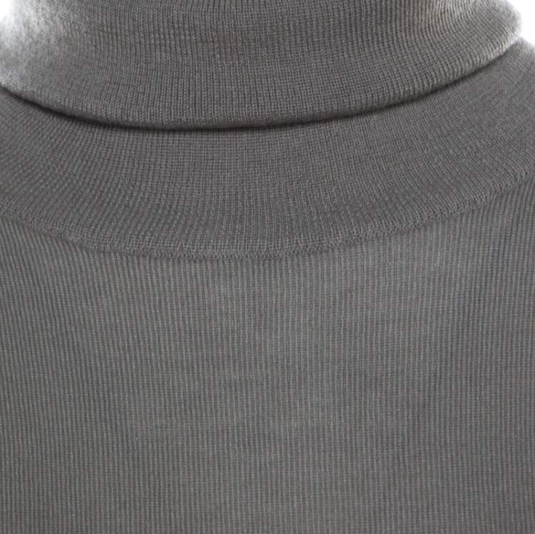 Pre Owned Loro Piana Slate Grey Cashmere Turtle Neck Sweater M