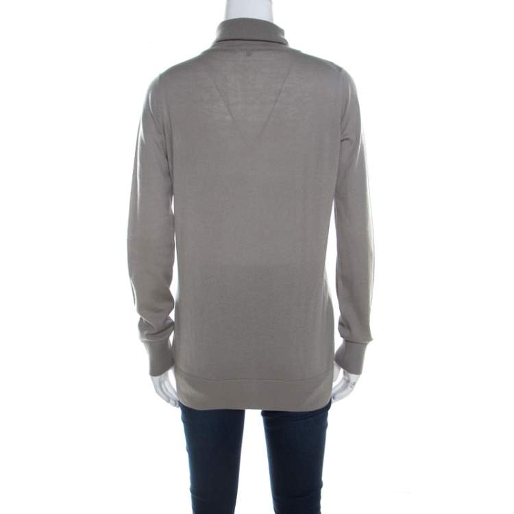 Pre Owned Loro Piana Slate Grey Cashmere Turtle Neck Sweater M