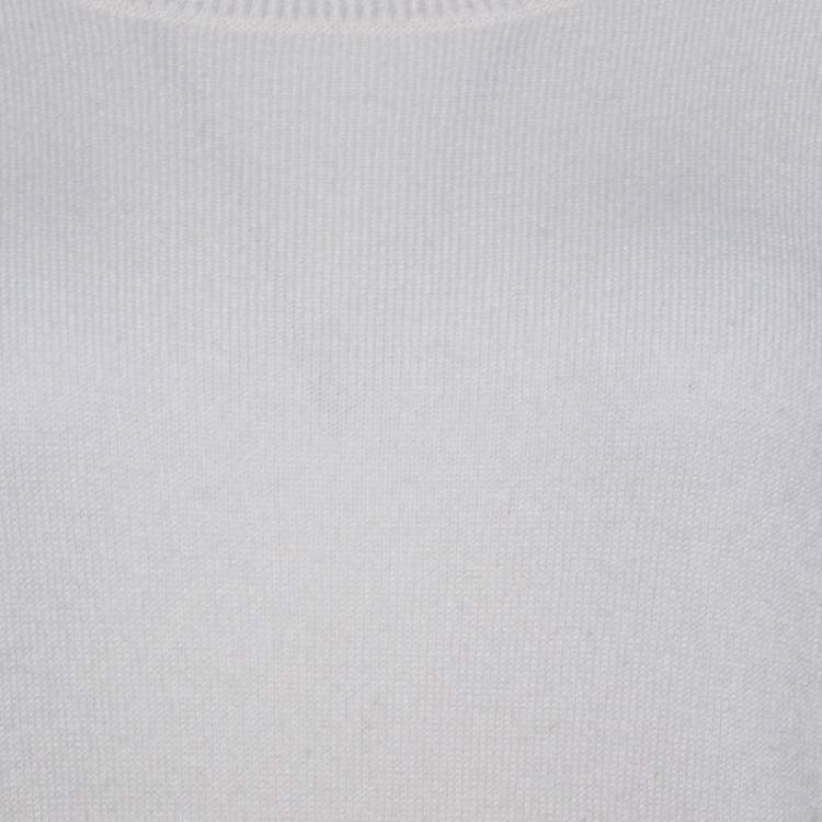 Pre Owned Loro Piana Cream Knit Short Sleeve Shift Dress M