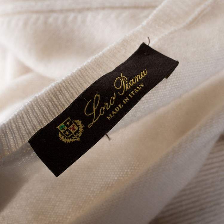 Pre Owned Loro Piana Cream Knit Short Sleeve Shift Dress M