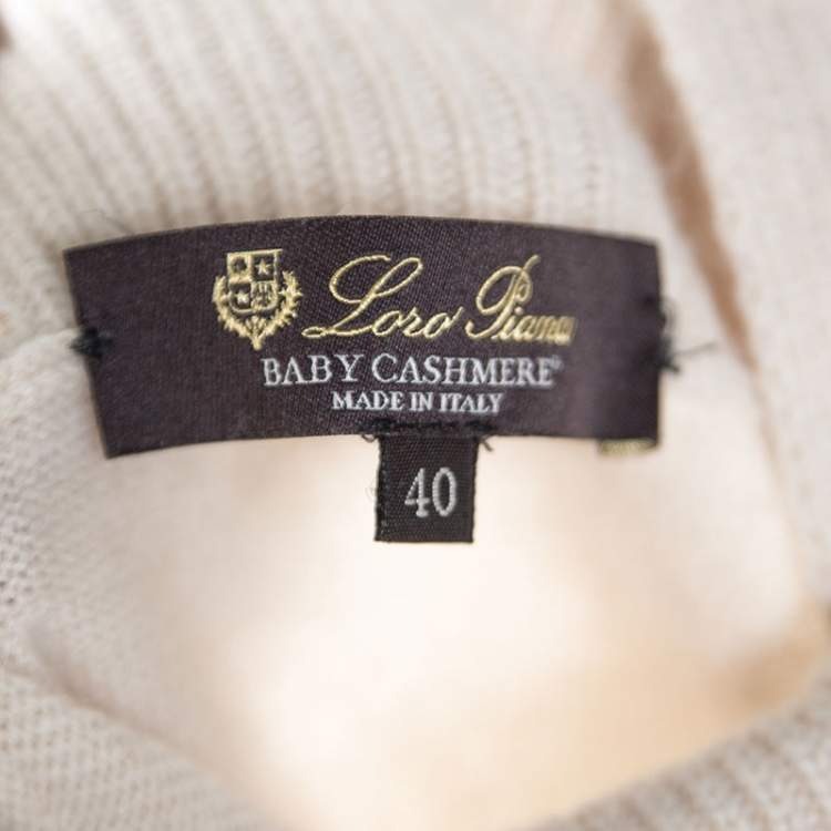 Pre Owned Loro Piana Beige Colorblock Cashmere Turtle Neck Sweaters S