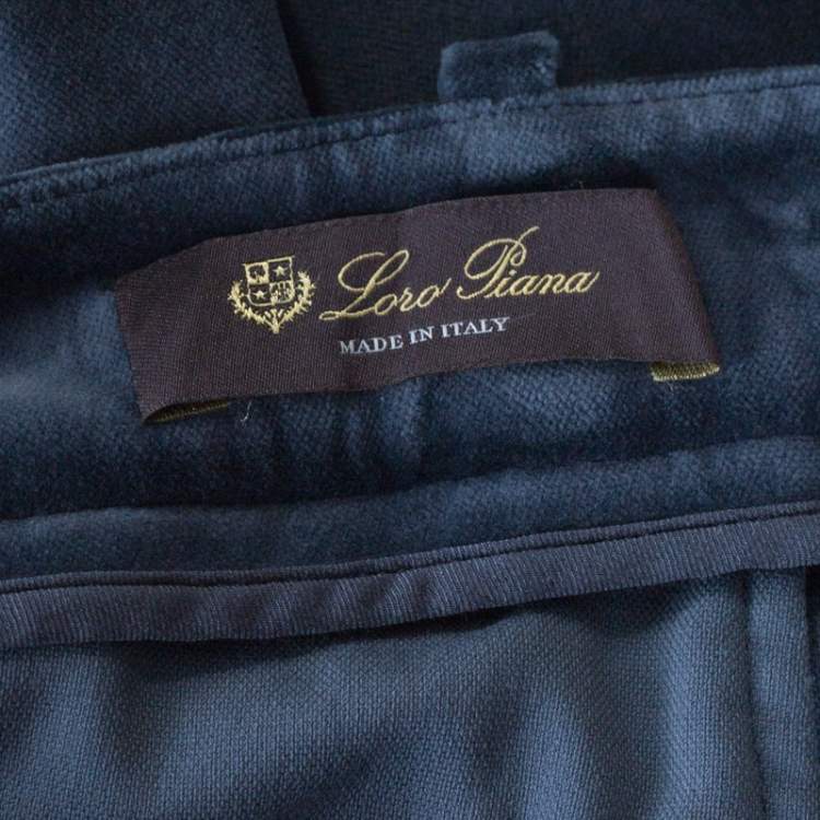 Pre Owned Loro Piana Grey Velvet Cuffed Hem Trousers M