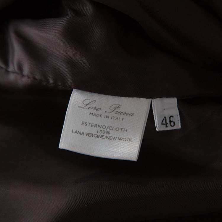 Pre Owned Loro Piana Brown Wool Front Button Detail Long Coat L