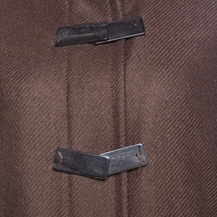 Pre Owned Loro Piana Brown Wool Front Button Detail Long Coat L
