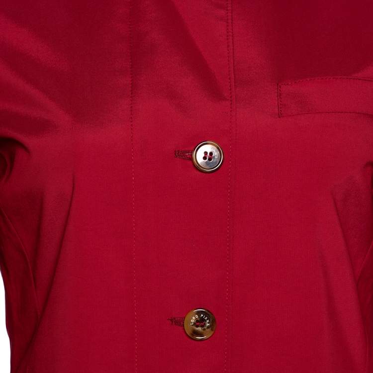 Pre Owned Loro Piana Red Nylon Button Front Jacket S