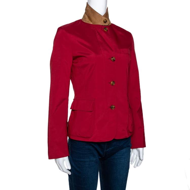 Pre Owned Loro Piana Red Nylon Button Front Jacket S