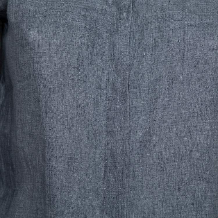 Pre Owned Loro Piana Grey Linen Button Front Shirt S