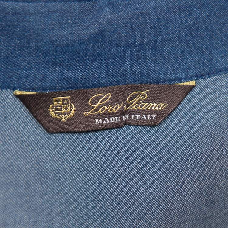 Pre Owned Loro Piana Blue Lightweight Denim Wide Leg Belted Jumpsuit S
