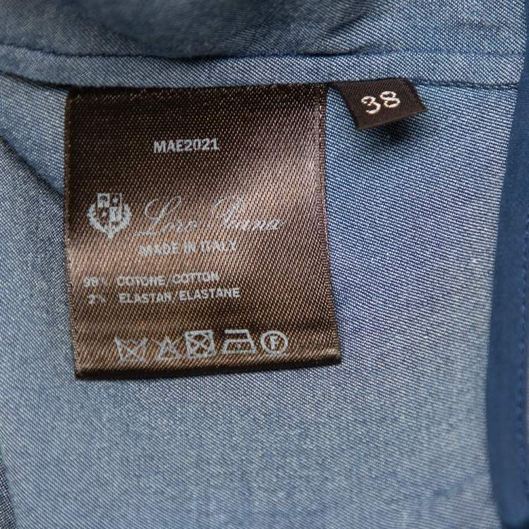 Pre Owned Loro Piana Blue Lightweight Denim Wide Leg Belted Jumpsuit S