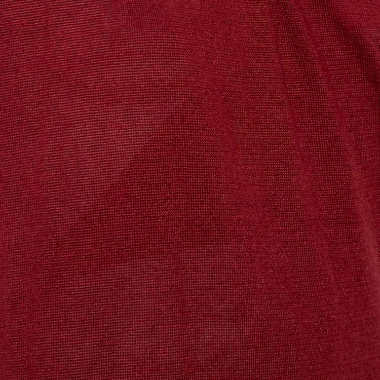 مملوكة مسبقًا Loro Piana Burgundy Linen and Silk Draped Cap Sleeve Maxi Dress S