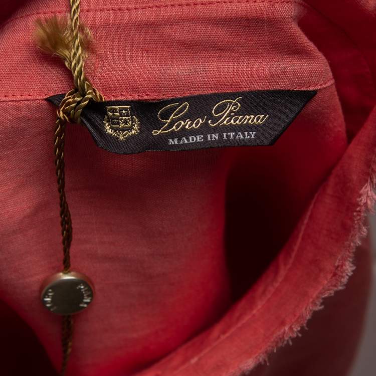 Pre Owned Loro Piana Pink Linen Raw Edge Detail Button Front Shirt S