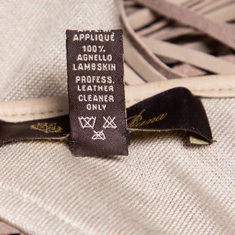 Pre Owned Loro Piana Beige Cashmere Leather Fringe Detail Flamenco Poncho (One Size)